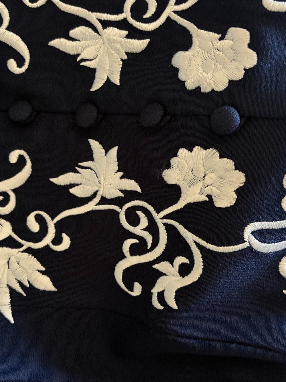 Karin Stevens Vintage Elegant Navy Embroidered Women's Dress - Picture 3 of 4
